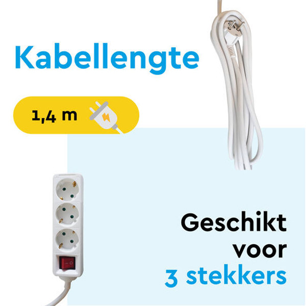 Stekkerdoos 3-voudig met schakelaar | 1.4 meter | Wit LBR00016 - 3