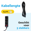 Stekkerdoos 3-voudig met schakelaar | 1.4 meter | Zwart LBR00018 - 3