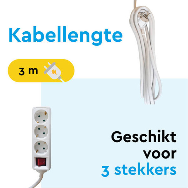 Stekkerdoos 3-voudig met schakelaar | 3 meter | Wit LBR00017 - 3