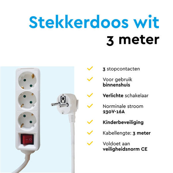 Stekkerdoos 3-voudig met schakelaar | 3 meter | Wit LBR00017 - 5