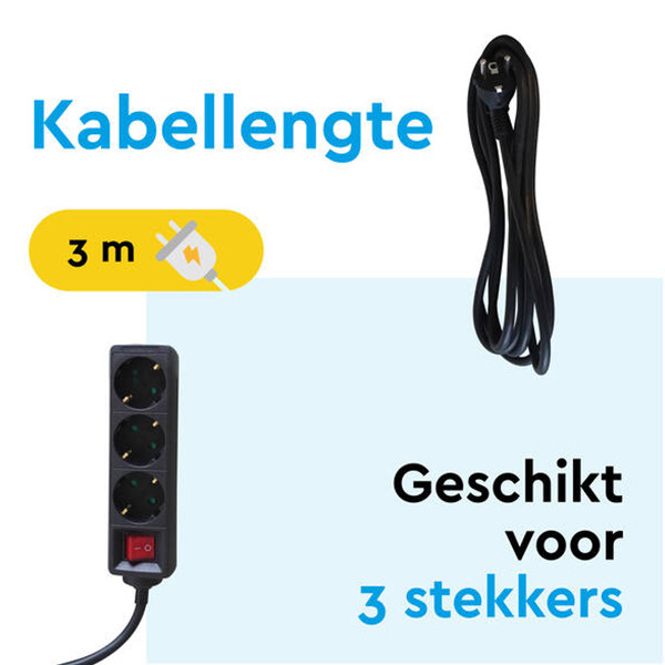 Stekkerdoos 3-voudig met schakelaar | 3 meter | Zwart LBR00019 - 4