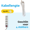 Stekkerdoos 4-voudig met schakelaar | 1.4 meter | Wit LBR00020 - 3