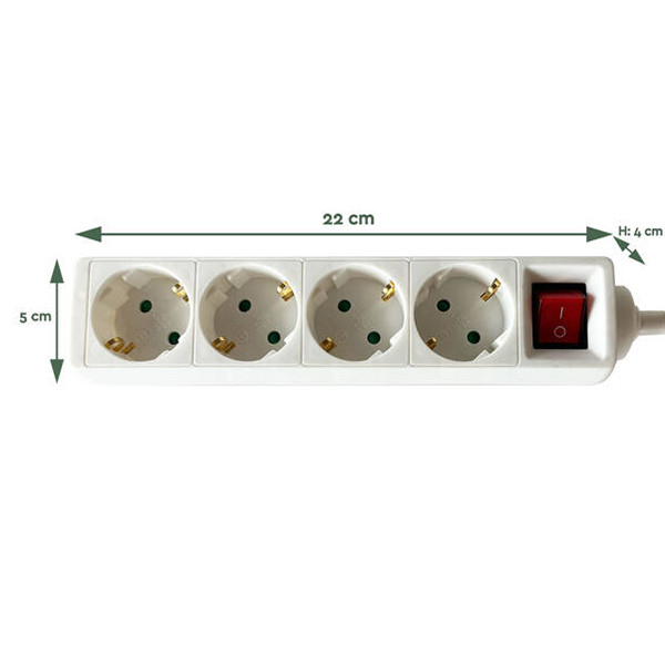 Stekkerdoos 4-voudig met schakelaar | 3 meter | Wit LBR00021 - 2