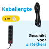 Stekkerdoos 4-voudig met schakelaar | 5 meter | Zwart LBR00024 - 2