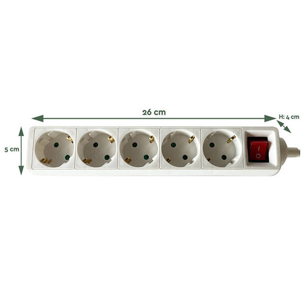 Stekkerdoos 5-voudig met schakelaar | 1.4 meter | Wit LBR00025 - 2
