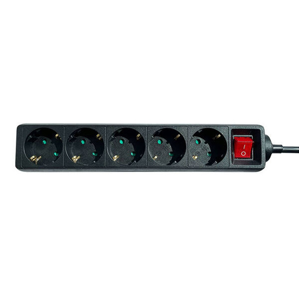 Stekkerdoos 5-voudig met schakelaar | 1.4 meter | Zwart LBR00027 - 1