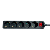 Stekkerdoos 5-voudig met schakelaar | 1.4 meter | Zwart LBR00027