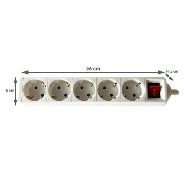 Stekkerdoos 5-voudig met schakelaar | 3 meter | Wit LBR00026 - 2