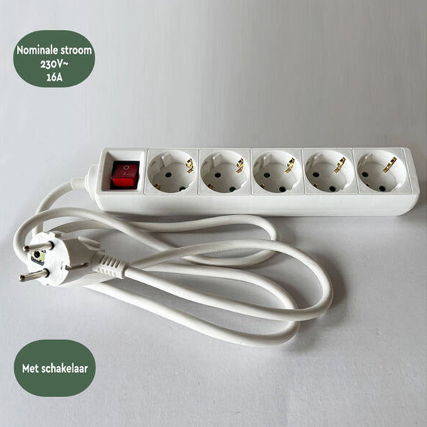 Stekkerdoos 5-voudig met schakelaar | 3 meter | Wit LBR00026 - 5