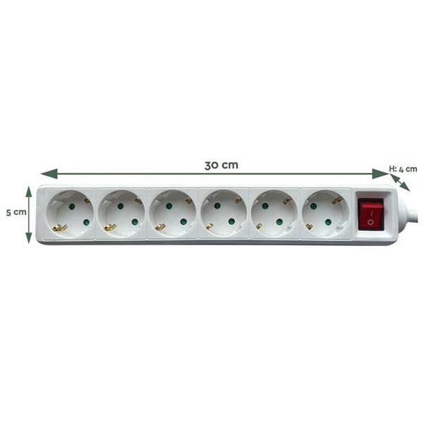 Stekkerdoos 6-voudig met schakelaar | 1.4 meter | Wit LBR00030 - 2