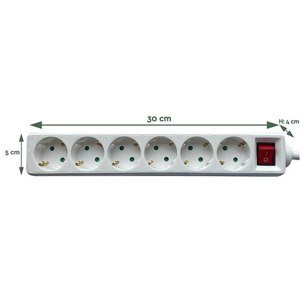 Stekkerdoos 6-voudig met schakelaar | 3 meter | Wit LBR00031 - 2