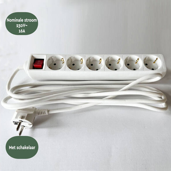 Stekkerdoos 6-voudig met schakelaar | 3 meter | Wit LBR00031 - 5