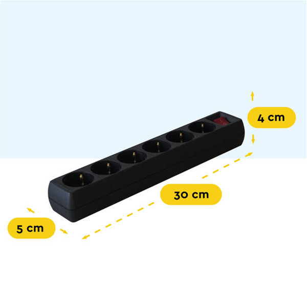 Stekkerdoos 6-voudig met schakelaar | 5 meter | Zwart LBR00034 - 2