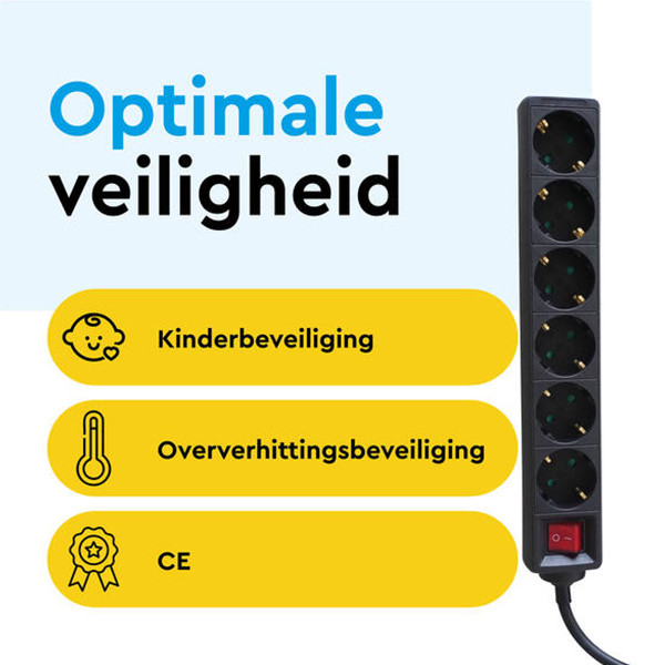 Stekkerdoos 6-voudig met schakelaar | 5 meter | Zwart LBR00034 - 4