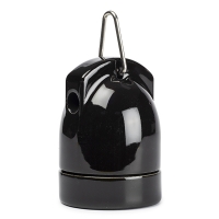 Bailey E27 lamphouder porselein zwart met haak (Bailey)  LBA00085