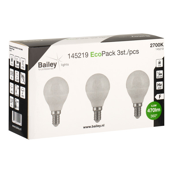 Bailey LED lamp E14 | Kogel G45 | Mat | 2700K | 5.5W (40W) | 3 stuks LBA00388 - 1
