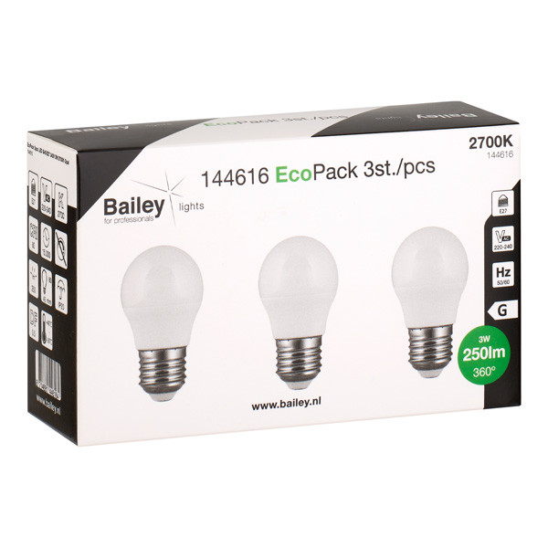 Bailey LED lamp E27 | Kogel G45 | Mat | 2700K | 3W (25W) | 3 stuks LBA00382 - 3