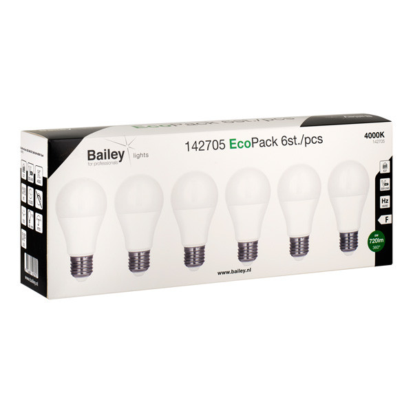Bailey LED lamp E27 | Peer A60 | Mat | 4000K | 8W (55W) | 6 stuks LBA00377 - 1