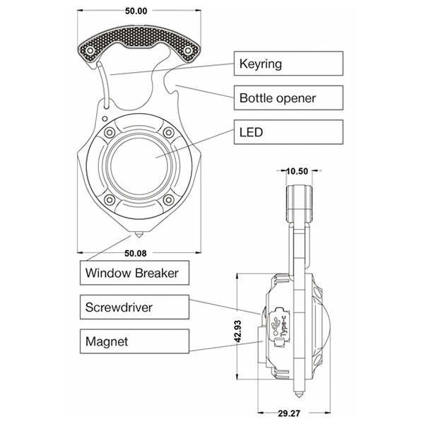 Bailey Robust LED sleutelhanger | USB-C oplaadbaar | Rood + 4000-8000K | 500 lumen LBA00439 - 10