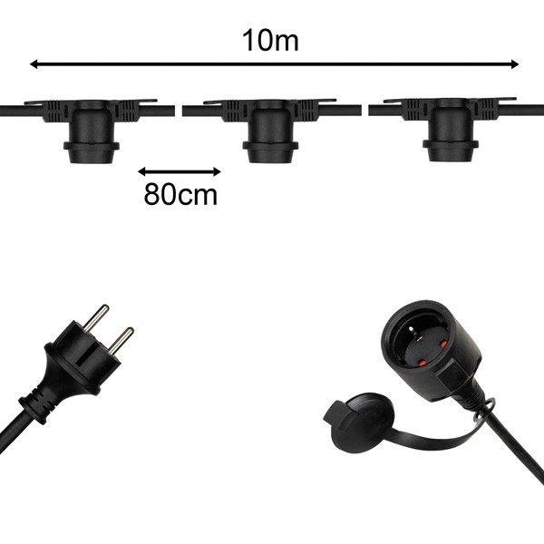 Bailey lichtsnoer koppelbaar | 10 meter | E27 | 10 lampjes LBA00430 - 1