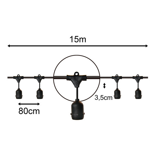 Bailey lichtsnoer koppelbaar | 15 meter | E27 | 15 lampjes LBA00434 - 1