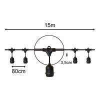 Bailey lichtsnoer koppelbaar | 15 meter | E27 | 15 lampjes LBA00434