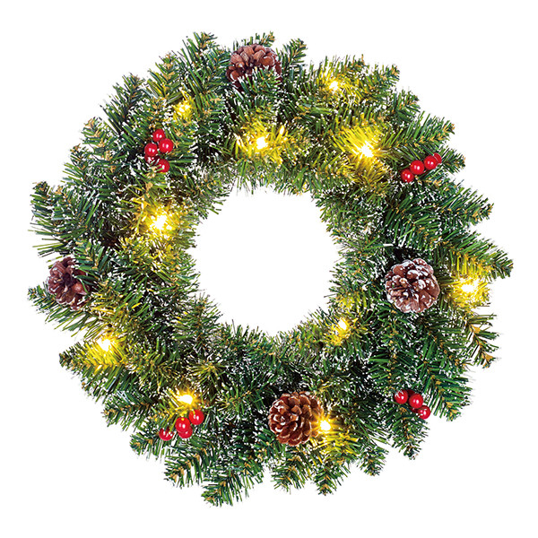 Kerstkrans Ø 35 cm | Creston | 10 lampjes op batterijen | Black Box Trees LBB00001 - 1