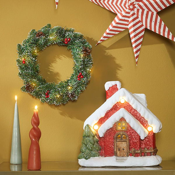 Kerstkrans Ø 35 cm | Creston | 10 lampjes op batterijen | Black Box Trees LBB00001 - 3