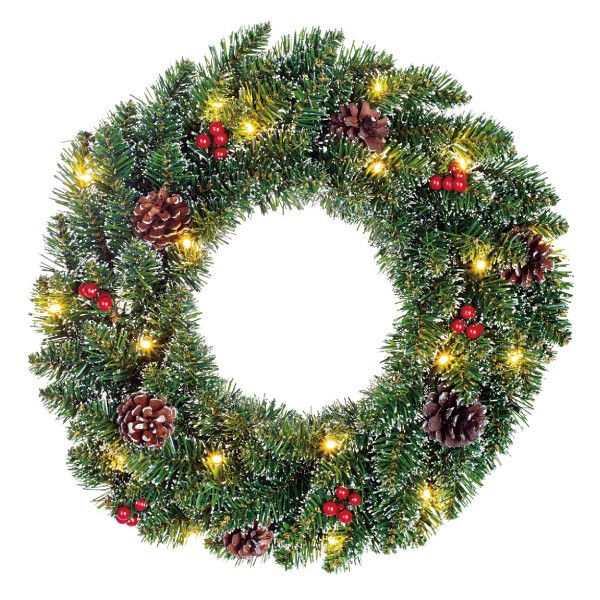 Black Box Trees Kerstkrans Ø 45 cm | Creston | 20 lampjes op batterijen | Black Box Trees  LBB00026 - 1