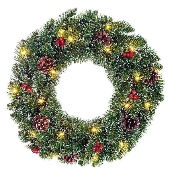 Kerstkrans Ø 45 cm | Creston | 20 lampjes op batterijen | Black Box Trees LBB00026 - 1