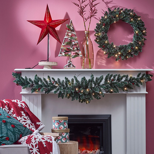 Kerstkrans Ø 45 cm | Creston | 20 lampjes op batterijen | Black Box Trees LBB00026 - 3