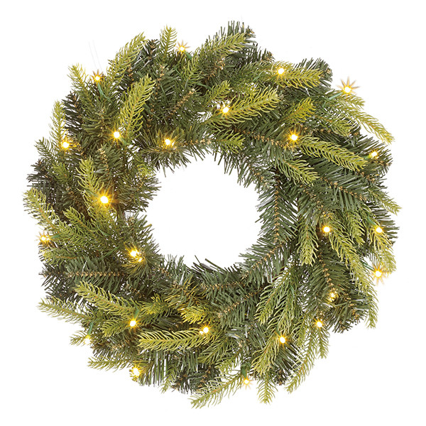 Kerstkrans Ø 45 cm | Grimshaw | 25 lampjes op batterijen | Black Box Trees LBB00228 - 1