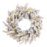 Kerstkrans Ø 45 cm | Grimshaw | Besneeuwd | 25 lampjes op batterijen | Black Box Trees LBB00221