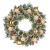 Kerstkrans Ø 45 cm | Kaprun | Besneeuwd | Gouden decoratie | 10 lampjes op batterijen | Black Box Trees LBB00241 - 1