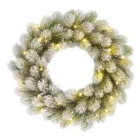 Kerstkrans Ø 45 cm | Nagoya | Besneeuwd | 20 lampjes op batterijen | Black Box Trees LBB00253
