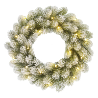 Kerstkrans Ø 45 cm | Nagoya | Besneeuwd | 20 lampjes op batterijen | Black Box Trees LBB00253