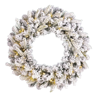 Kerstkrans Ø 60 cm | Grimshaw | Besneeuwd | 40 lampjes op batterijen | Black Box Trees LBB00222