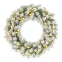 Kerstkrans Ø 60 cm | Nagoya | Besneeuwd | 30 lampjes op batterijen | Black Box Trees LBB00254