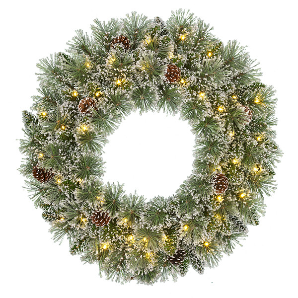 Kerstkrans Ø 60 cm | Vandans | Besneeuwd | 30 lampjes op batterijen | Black Box Trees LBB00037 - 1