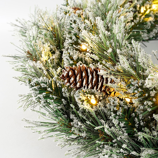 Kerstkrans Ø 60 cm | Vandans | Besneeuwd | 30 lampjes op batterijen | Black Box Trees LBB00037 - 2