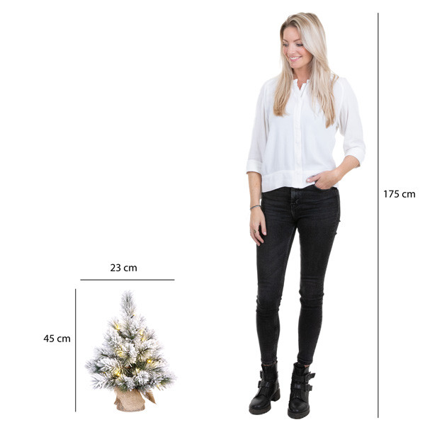 Kunstkerstboom 45 cm | Dinsmore | Besneeuwd | 10 lampjes | 32 Tips | Black Box Trees LBB00093 - 4