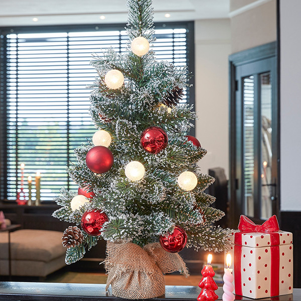 Kunstkerstboom 45 cm | Glendon | Besneeuwd | 8 lampjes | 36 Tips | Black Box Trees LBB00096 - 3