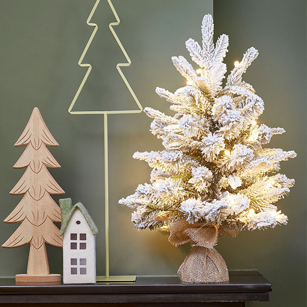 Kunstkerstboom 60 cm | Grimshaw | Besneeuwd | 40 lampjes | 56 Tips | Black Box Trees LBB00224 - 4