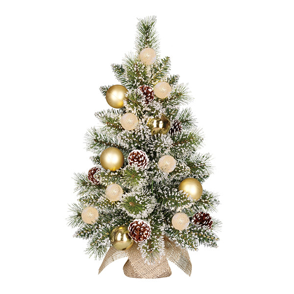 Kunstkerstboom 60 cm | Kaprun | Besneeuwd | 10 lampjes | 50 Tips | Black Box Trees LBB00244 - 1