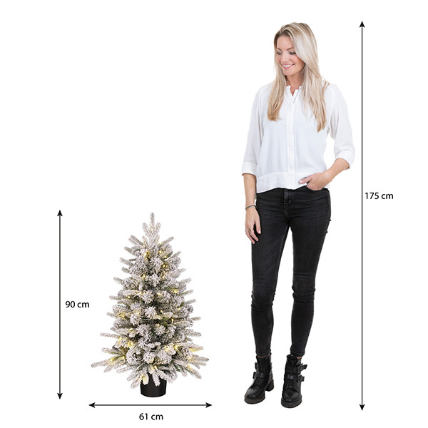 Kunstkerstboom 90 cm | Grimshaw | Besneeuwd | 50 lampjes | 120 Tips | Black Box Trees LBB00225 - 3