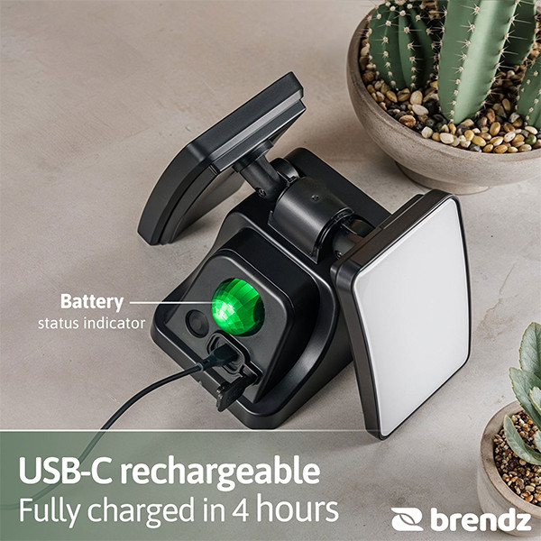 Oplaadbare LED Breedstraler met sensor 8W | Skye | 6500K | IP44 | 600 lumen | Zwart LDR07372 - 5