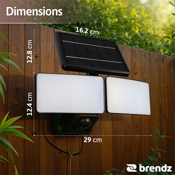 Oplaadbare solar LED Breedstraler met sensor 8W | Skye | 6500K | IP44 | 600 lumen | Zwart LDR07373 - 2