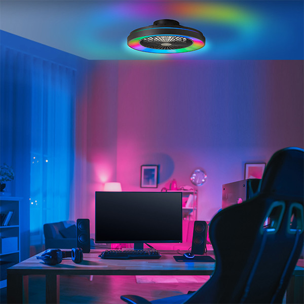 Plafondventilator met LED lamp | Mazzaro | Ø 48.5 cm | RGBIC + 3000-6500K | Zwart | 40W | Brilliant LBR00012 - 4