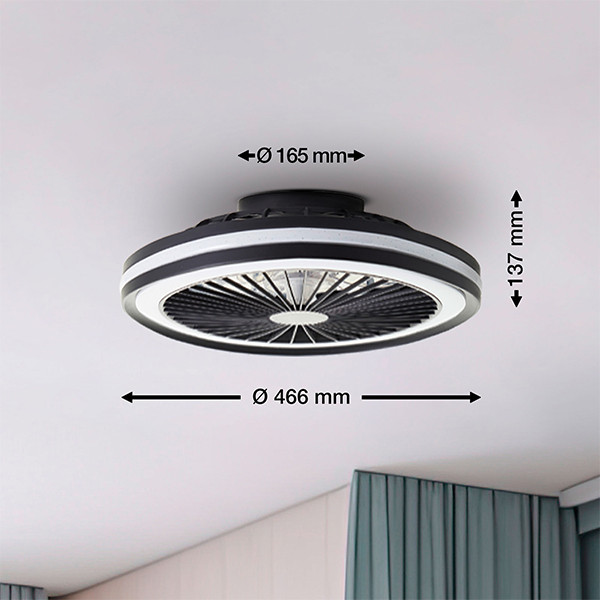 Plafondventilator met LED lamp | Palmero | Ø 46.6 cm | RGBIC + 2700-6500K | Zwart | 40W | Brilliant LBR00013 - 5