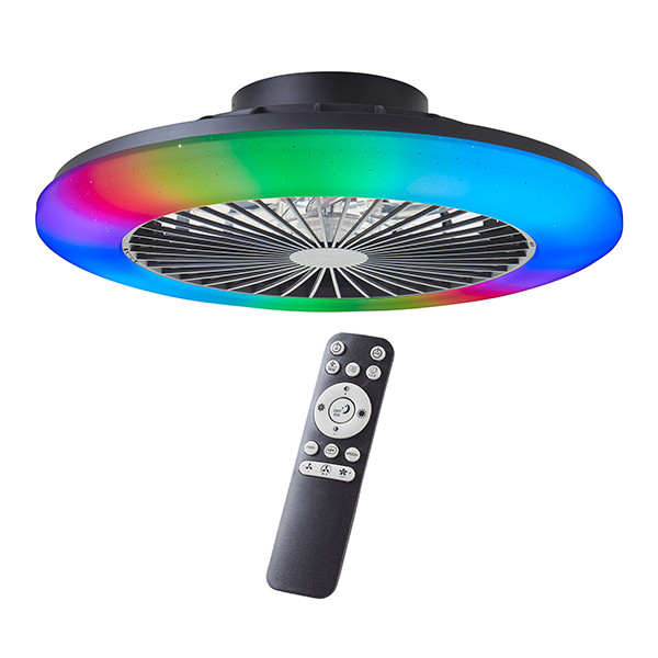 Plafondventilator met LED lamp | Salerno | Ø 48.5 cm | RGBIC + 3000-6500K | Zwart | 40W | Brilliant LBR00001 - 1